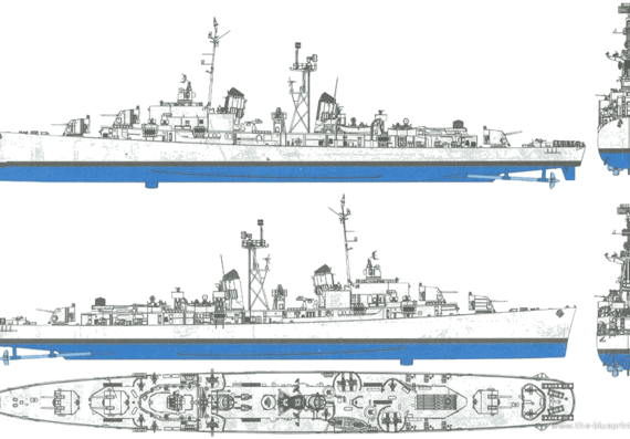 Ship USS DD-742 Frank Knox [Destroyer] - drawings, dimensions, figures